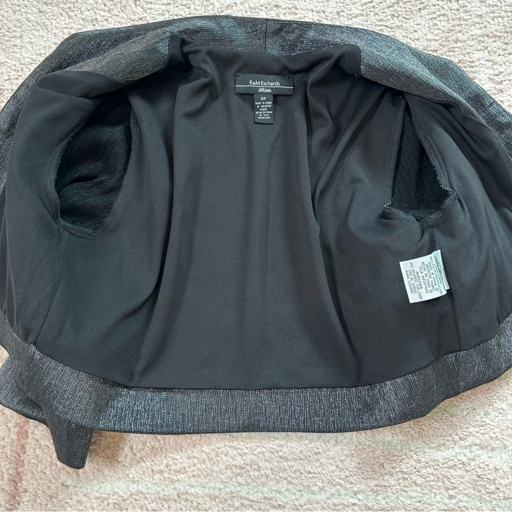 R&M Richards Shimmer Charcoal Midi Dress with Jacket Beaded Waist Size 6P Formal - Picture 6 of 16